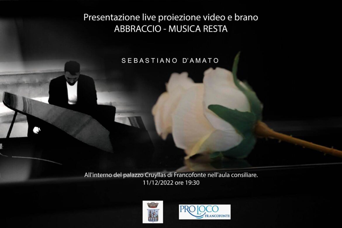 Francofonte. Domenica palazzo Cruyllas ospiterà la presentazione del brano “Abbraccio – Musica resta” di Sebastiano D’Amato